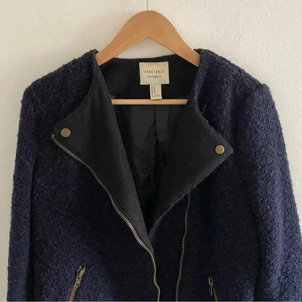 FOREVER 21‎ Zipper Boucle Moto Military structured Jacket coat - Picture 3 of 7